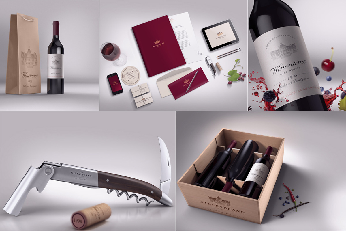 Wine Branding Bundle, an Advertising Mockup by vatesdesign (Photo 1 of 4)