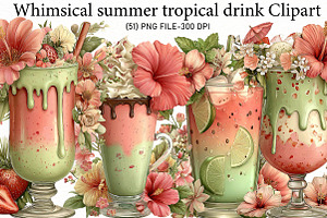 Whimsical summer tropical drink Clip, an Illustration by Designworld