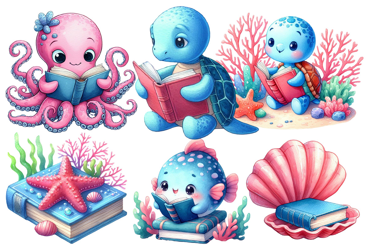 Undersea Reading Clipart, an Illustration by Designworld (Photo 4 of 6)