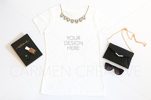 Flat Lay White T-shirt Mockups 