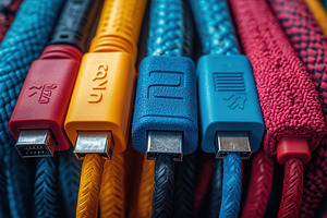 Colorful braided cables arranged in, a Photo by Tanuart