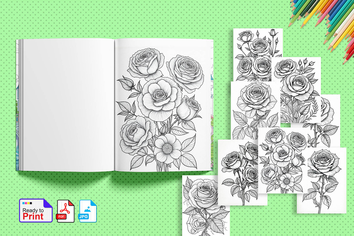 Rose Coloring Book | Rose Coloring, a Stationery Template by Graphic Template (Photo 2 of 2)