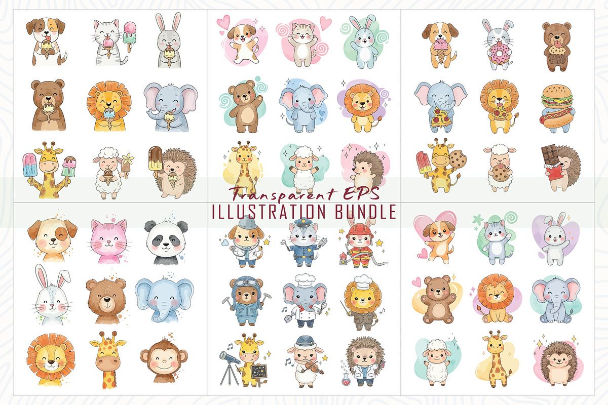 Adorable animal illustrations bundle, an Animal Illustration by Sofia's Fashion (Photo 3 of 3)
