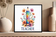 Teacher Floral Pencil Clipart, an Illustration by DreamCafeArt (Thumbnail 5 of 7)
