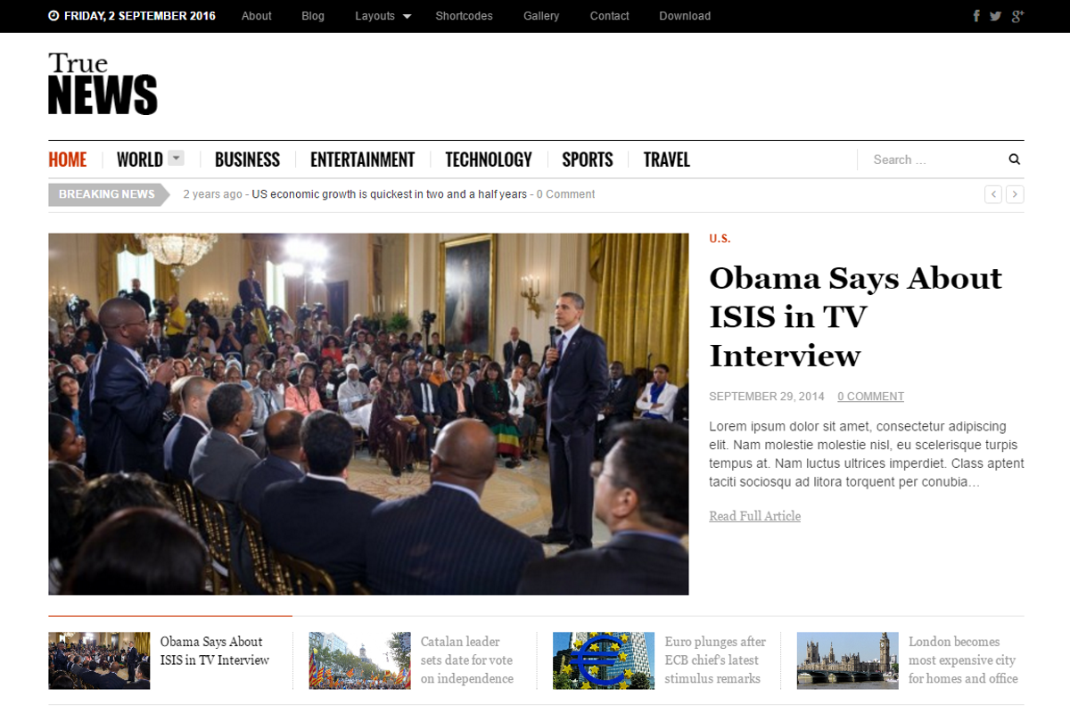 TrueNews WordPress Theme, a WordPress Template by Theme Junkie (Photo 1 of 4)
