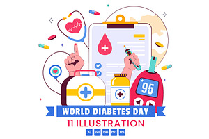11 World Diabetes Day Illustration, a Healthcare Illustration by denayunebgt