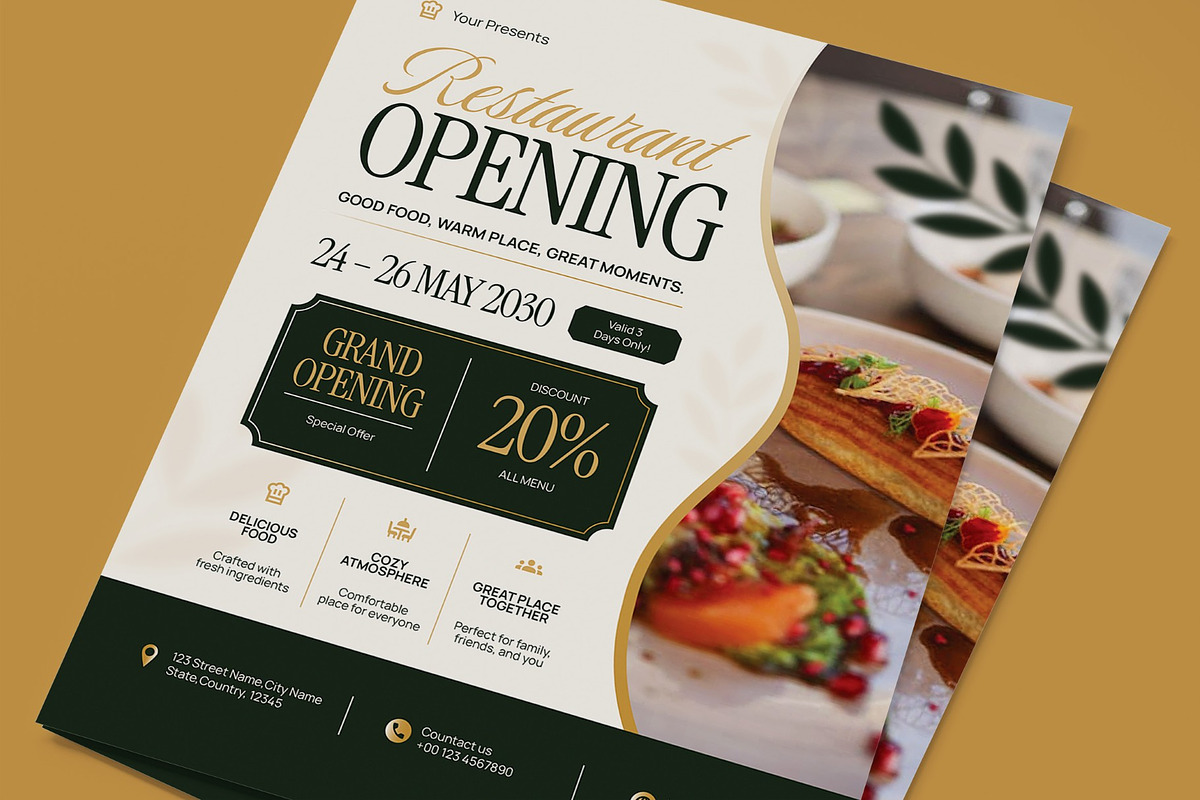 Restaurant Opening Flyer, a Flyer Template by graphicook (Photo 2 of 3)