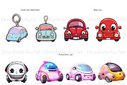 Cute Car Clipart, Yellow Car, Kawaii, a Transportation Illustration by BrushstrokeArtGB (Thumbnail 4 of 9)
