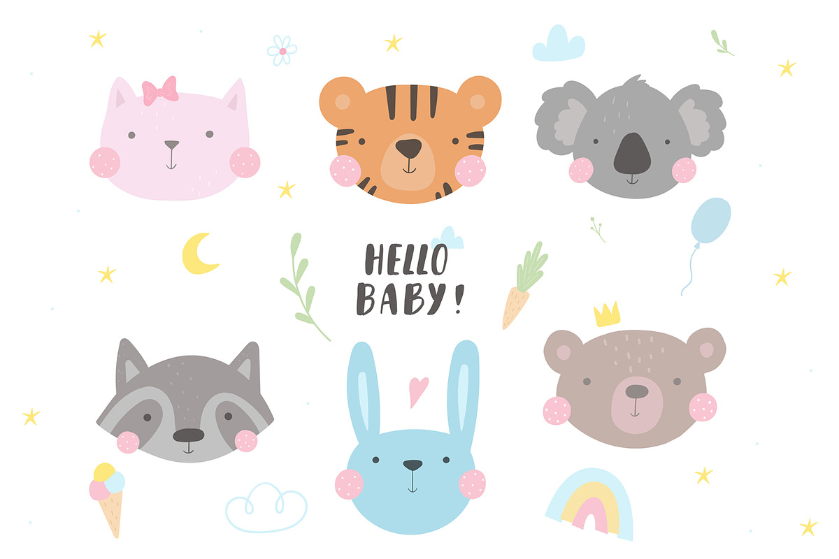 Cute baby animals collection., a Background Graphic by Irene_Boiko_ART (Photo 2 of 10)