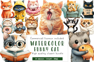 Funny Cat Clipart, Quirky Cat, an Illustration by CreationArt