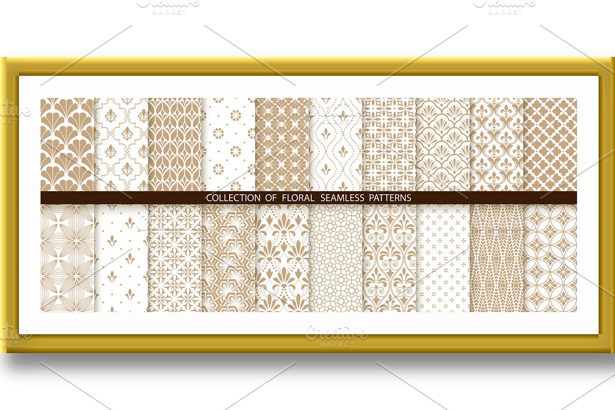 Geometric floral set of seamless, a Decorative Illustration by RODINA (Photo 2 of 3)
