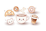 Kawaii Coffee Characters Sets, a Food Illustration by OtpirusGraphic (Thumbnail 3 of 3)