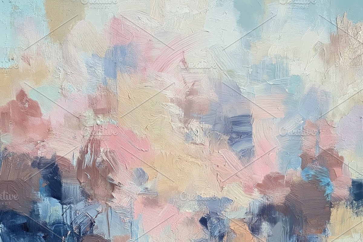 Abstract painting with textured brushstrokes creating a soft, co, a Decorative Illustration by Studio ANNA