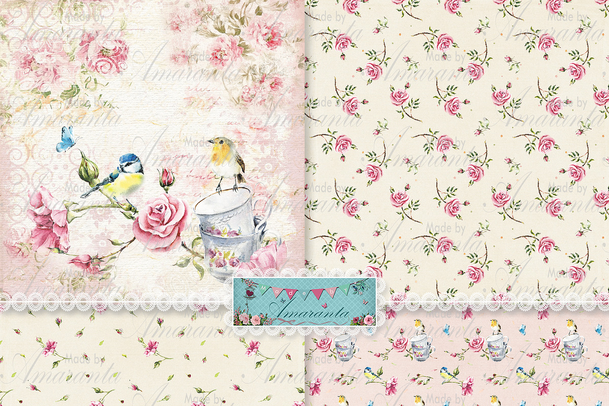 Shabby - Digital Paper Pack, a Pattern Graphic by MadeByAmaranta (Photo 2 of 5)