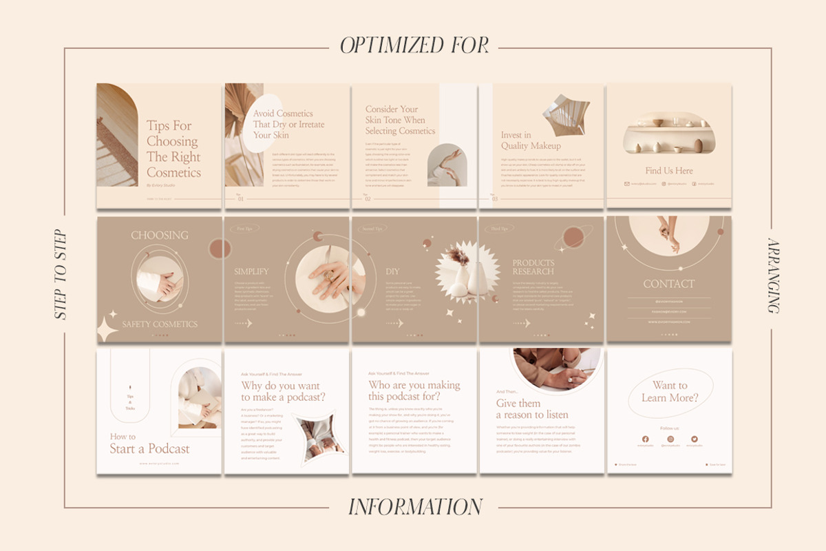 Neutral Carousel Instagram CANVA PS, a Social Media Template by Eviory