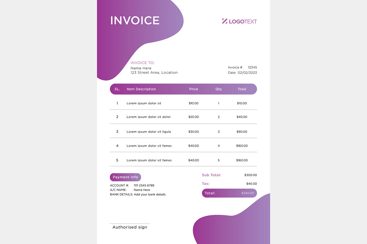 Modern Invoice Design Template, a Stationery Template by shahsoft