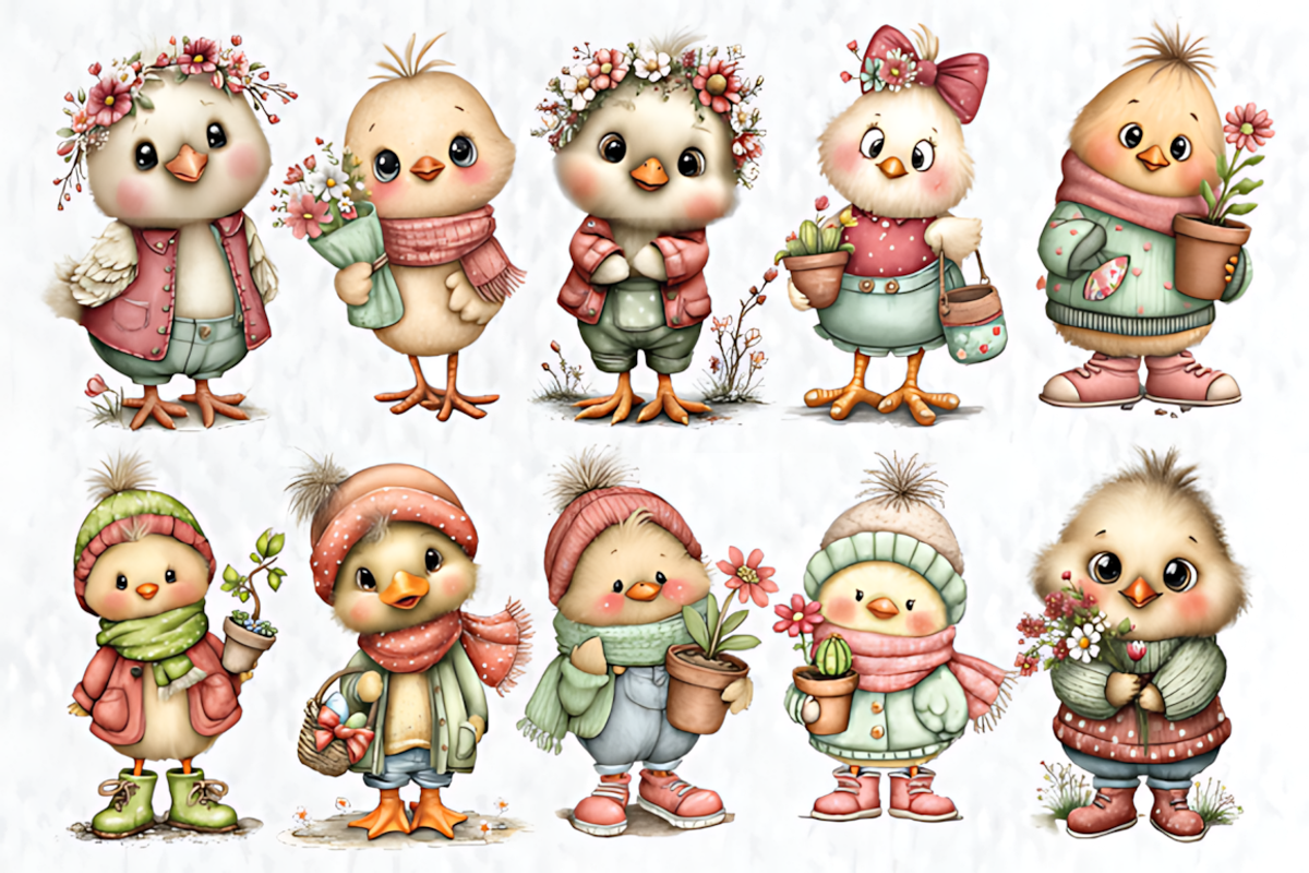Whimsical Spring Chick Clipart, a Seasonal Illustration by HueNestify (Photo 2 of 3)