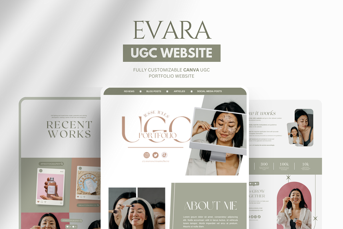 UGC Portfolio Template Canva, a Landing Page Template by izeumi (Photo 1 of 3)