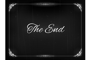 Silent movie film The End screen, an Illustration by Vector Tradition
