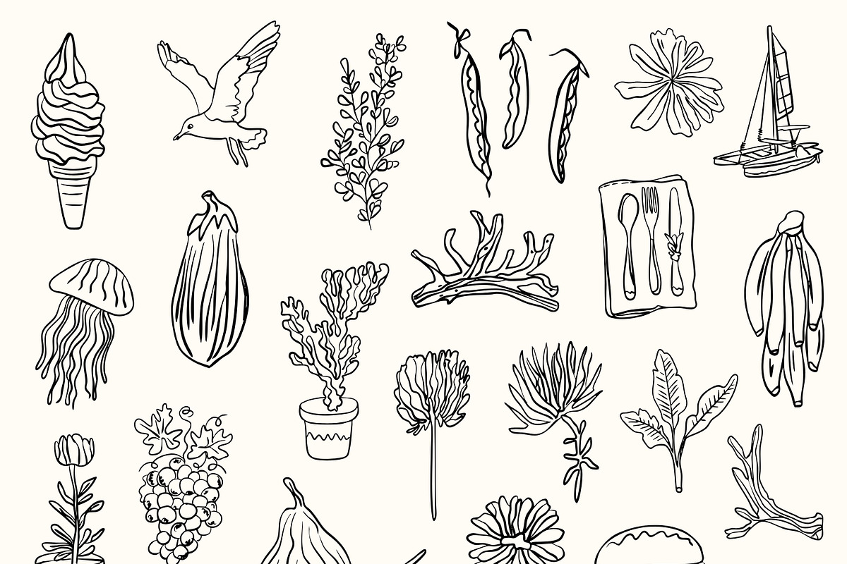 140 + Hand-Drawn Summer Set, an Object Illustration by Veyla (Photo 7 of 16)