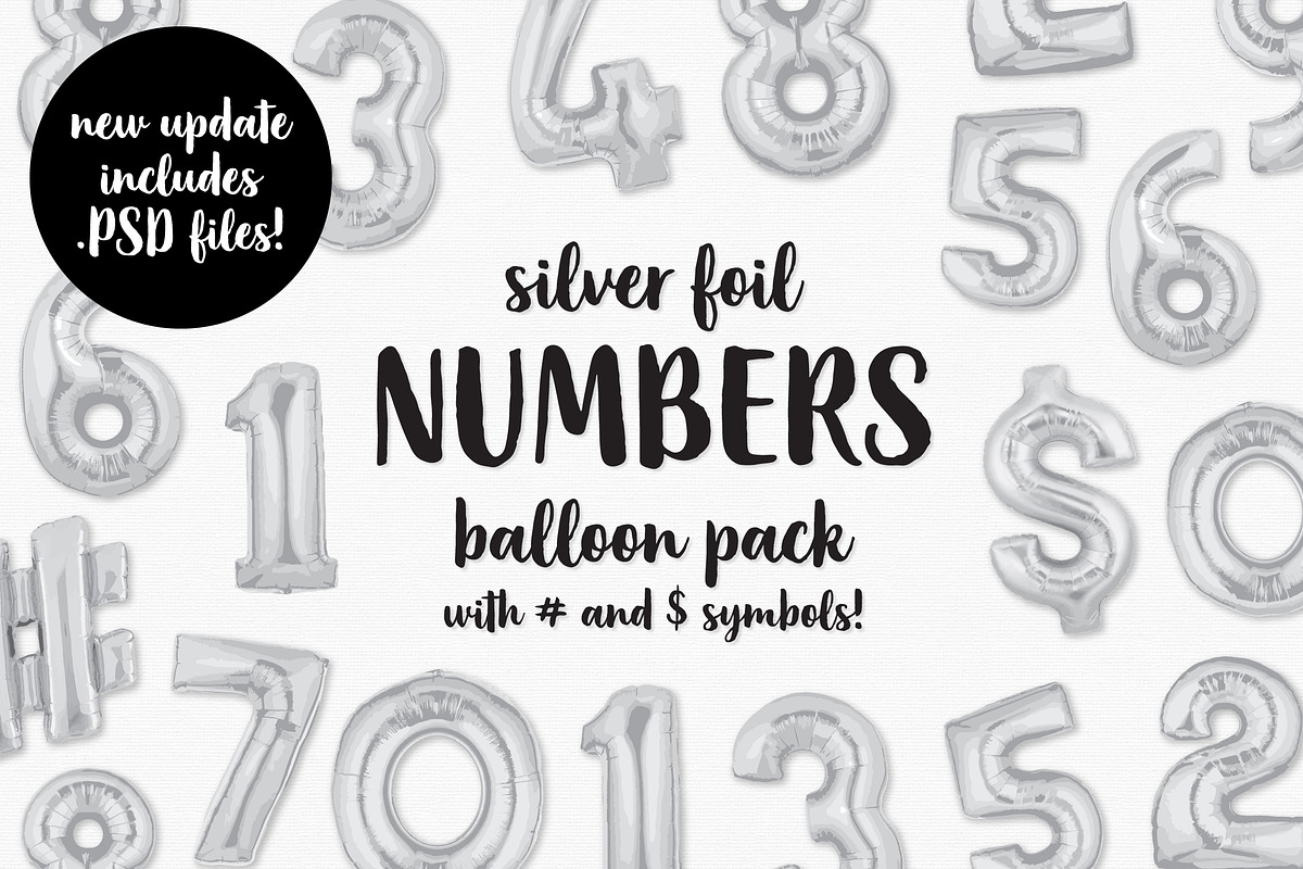 Silver Foil Number Balloon Pack, an Object Graphic by Bold Leap Creative