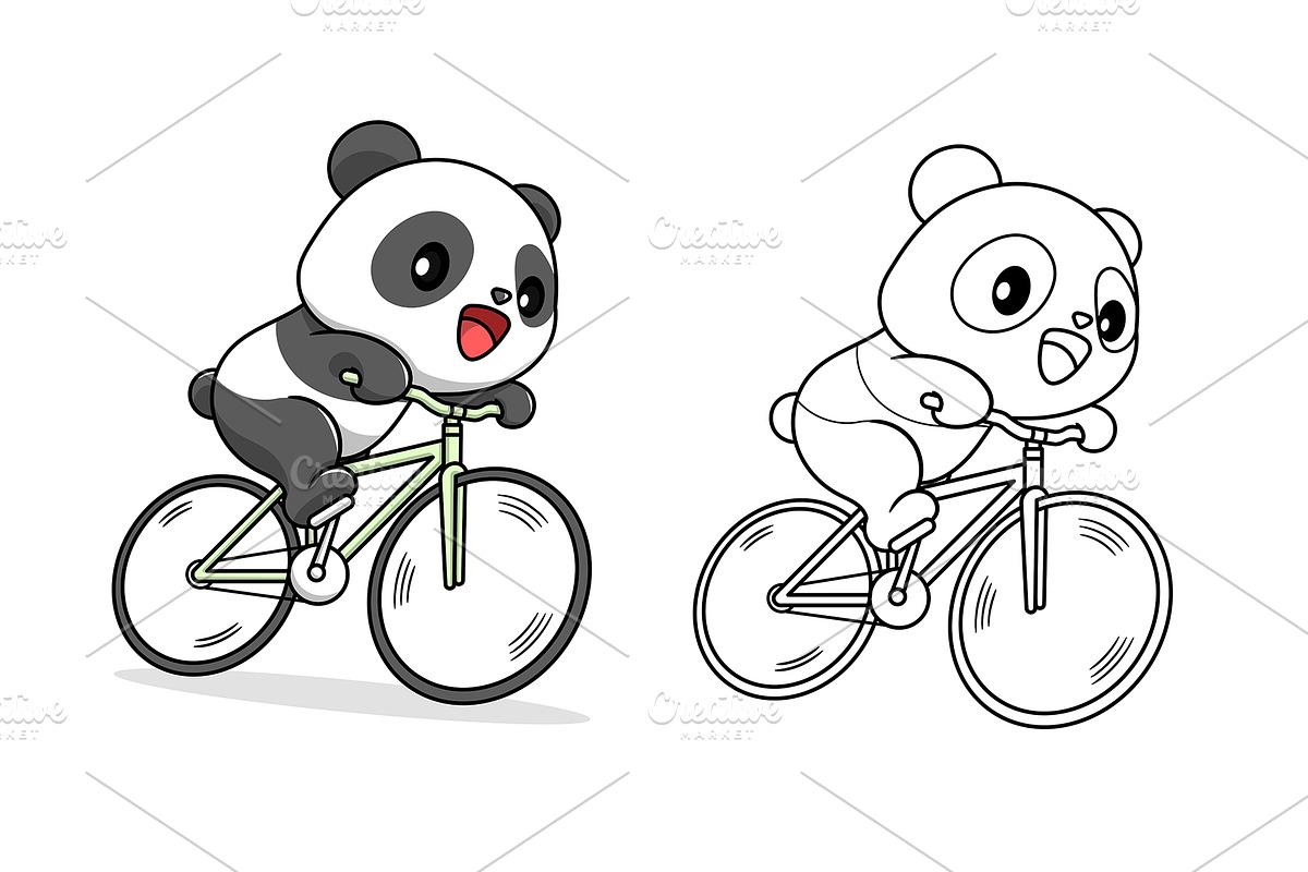 cute panda riding a bicycle, an Animal Illustration by garistipis (Photo 1 of 4)