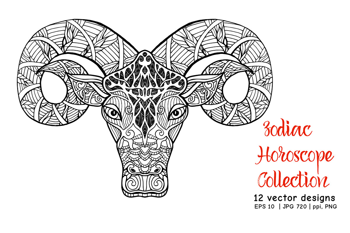 Decorative Zodiac signs, a Decorative Illustration by Elen-Lane (Photo 4 of 5)