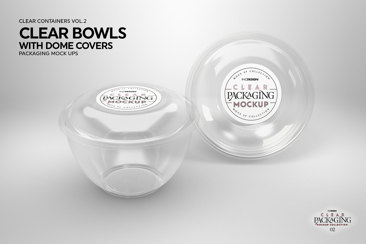 Clear Dome Bowls Packaging Mockup, a Cups & Container Mockup by INCDesign (Photo 5 of 6)