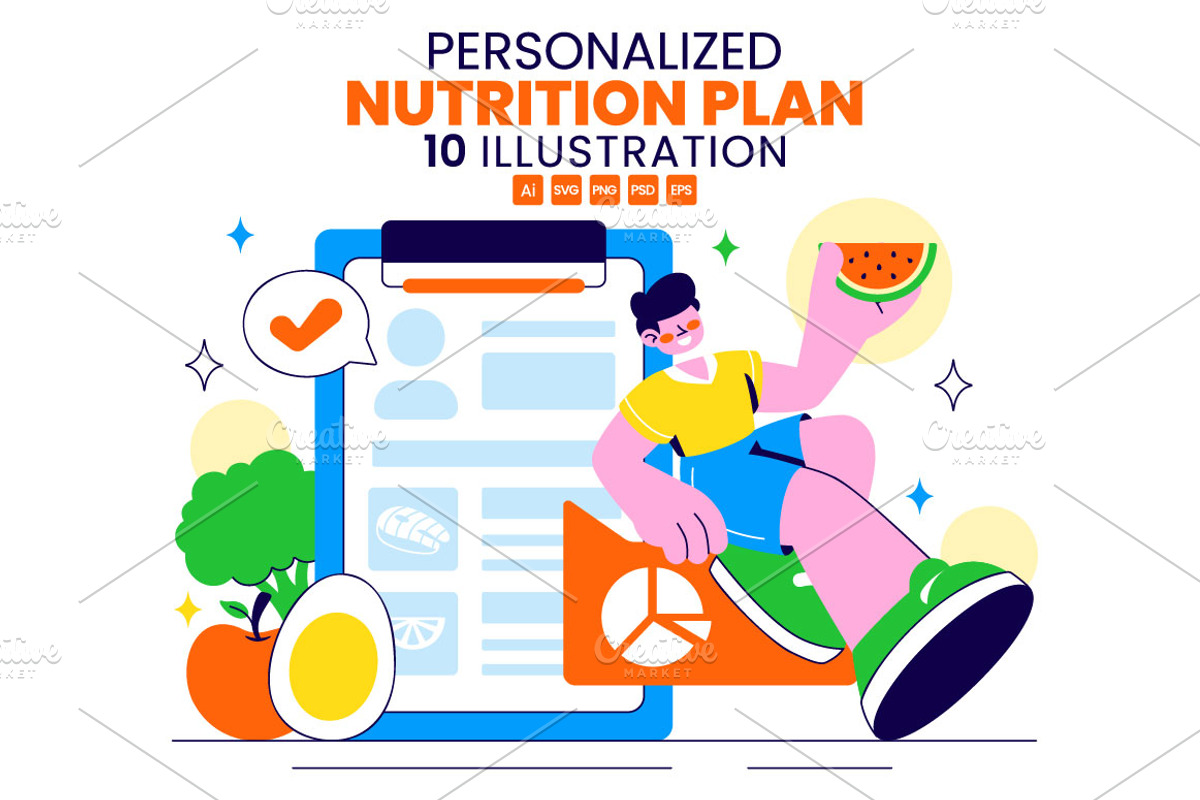10 Personalized Nutrition Plan, a Food Illustration by denayunebgt (Photo 1 of 4)