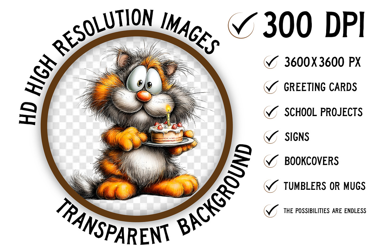 Whimsical Birthday Cat Clipart, an Illustration by Craft Nest (Photo 2 of 9)
