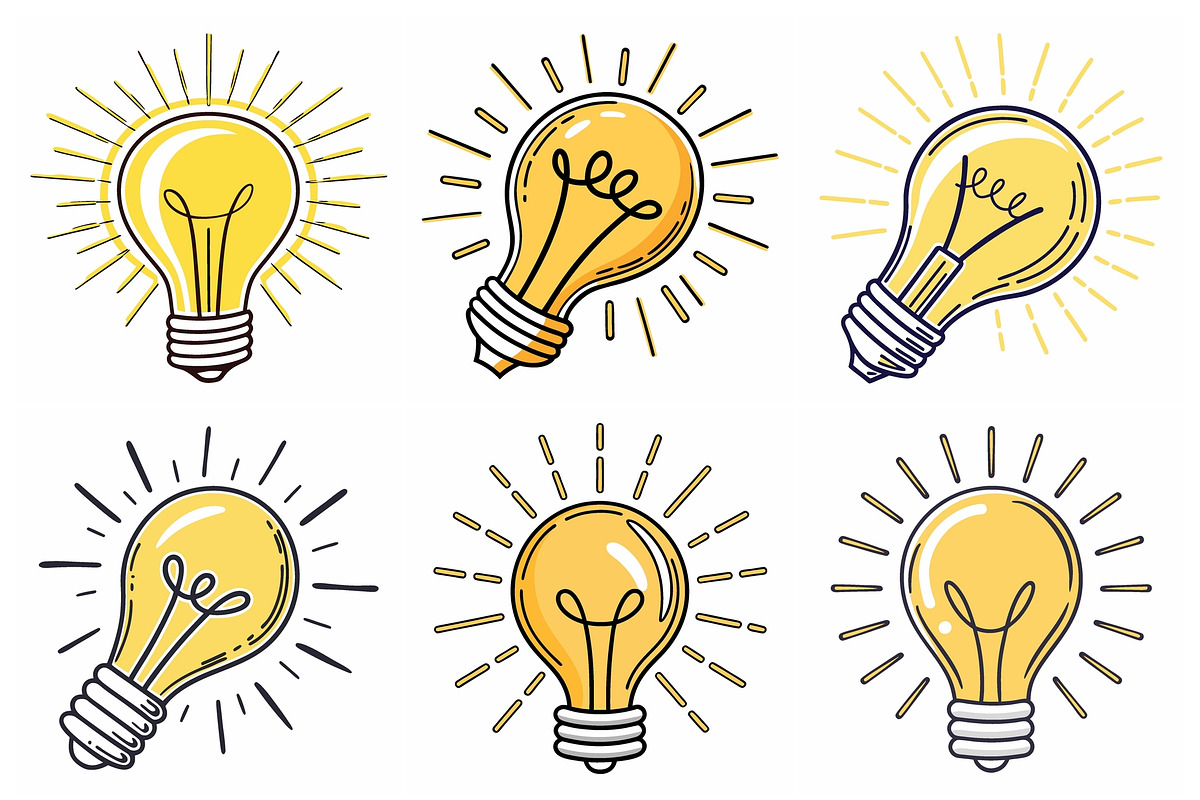 Collection of Six Yellow Light Bulbs, an Object Graphic by Billah Hub