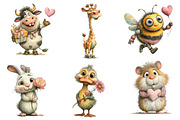 Valentine Whimsical Animals Clipart, an Illustration by Dream Creation (Thumbnail 4 of 7)
