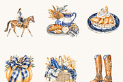Watercolor Countryside Fall Clipart, a Seasonal Illustration by BusyDaydesign (Thumbnail 4 of 9)