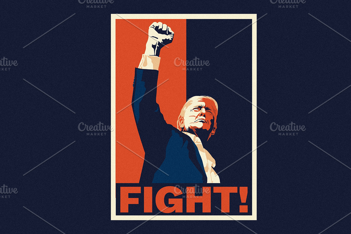 Donald Trump Retro Poster - FIGHT!, a Person Illustration by KREARTY