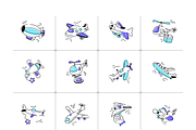 Animated Aircraft Doodle Set, a Duotone Icon by Vectors Market (Thumbnail 5 of 9)