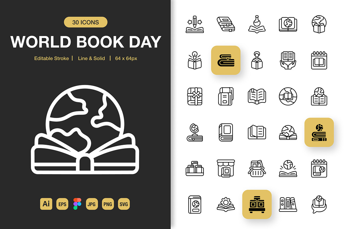 World Book Day Icons, an Icon by Spacepixel Creative (Photo 1 of 3)