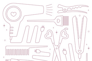 Cute Hair Stylist Line Pattern, a Decorative Illustration by Cris Palapa