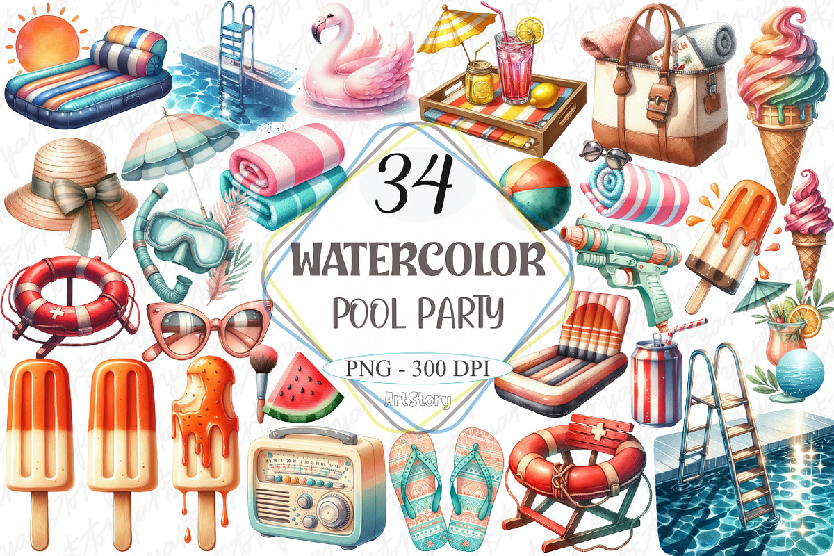 Pool Party ClipartPool Party Clipart, a Graphic by designcity5 (Photo 1 of 5)