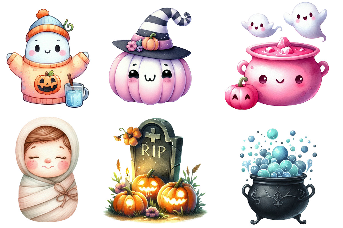 Cute Halloween Sublimation Clipart, an Illustration by Designworld (Photo 3 of 5)