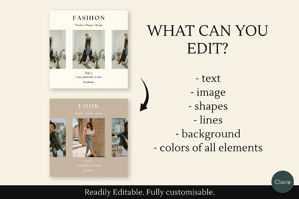 Fashion Editorial Insta Creator Kit, a Social Media Template by Clairee Design Studio (Photo 4 of 7)