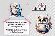 Cute Winter Owls Clipart Sublimation, an Animal Illustration by EdeniaArtStudio (Thumbnail 2 of 6)