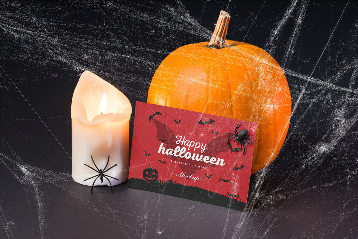 Halloween Card Mock-up, an Advertising Mockup by zippypixelstudio (Photo 10 of 13)