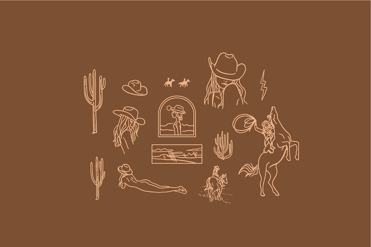 Cowgirl Energy Illustration Pack, an Outline Icon by MEG BURK CHOI (Photo 2 of 2)