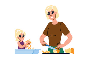 Mother and daughter preparing fruit, a Food Illustration by pikepicture