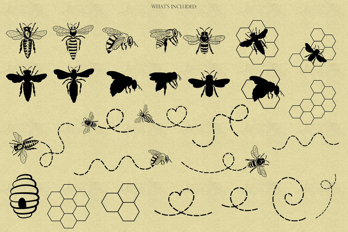 Bees Procreate Stamps, a Brush Add-On by Dervik Art Store (Photo 3 of 8)