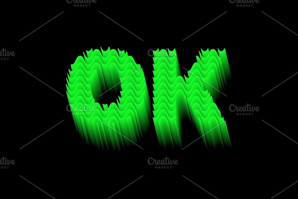 3D neon green OK lettering, a Texture Graphic by Design Store (Photo 2 of 3)