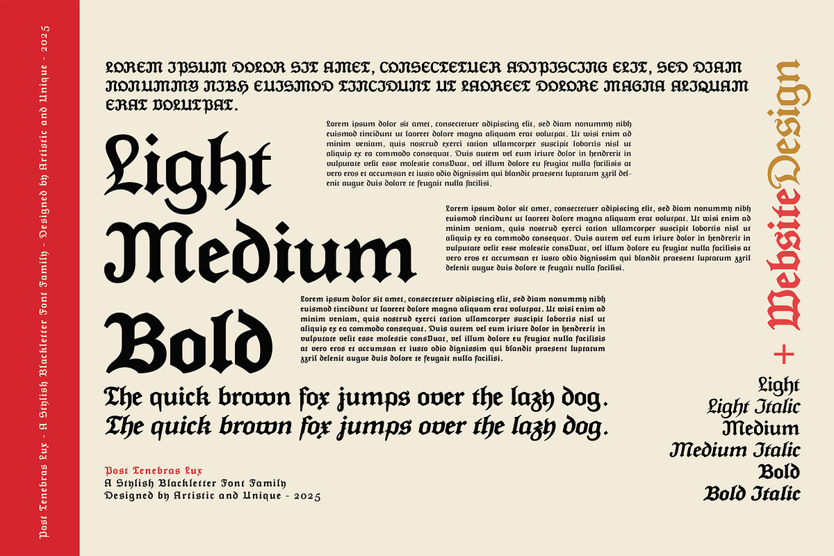 Post Tenebras Lux - Blackletter font, a Blackletter Font by Artistic & Unique (Photo 6 of 16)