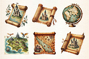 Old Maps Designs Clipart, an Illustration by DreamArtGraphic (Thumbnail 3 of 4)