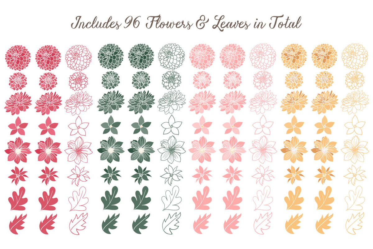 Vector & Clipart Dahlia Flowers, an Illustration by Amanda Ilkov (Photo 4 of 4)