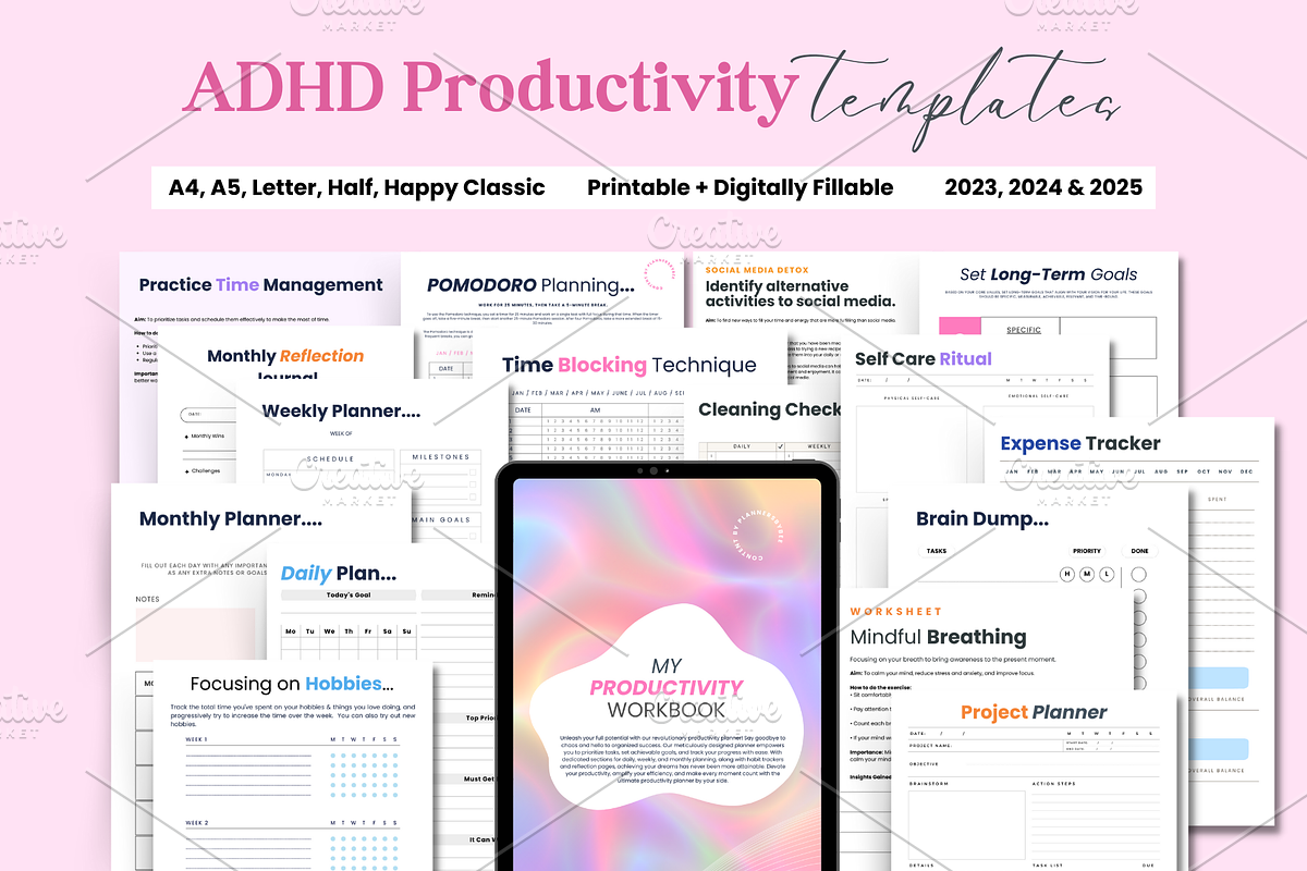 2024 Productivity Planner, a Print Template by PlannersByBee (Photo 1 of 3)